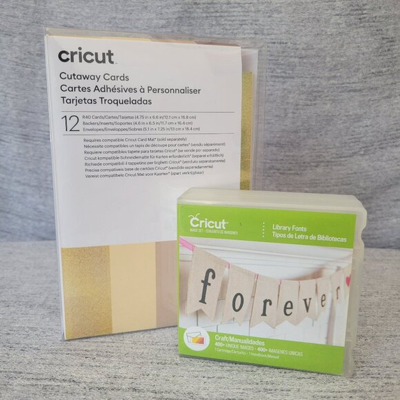 Cricut Library Fonts Cartridge and 12 pk Cutaway Cards - Picture 1 of 8